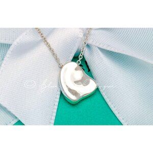 Tiffany & Co. Elsa Peretti Vintage Full Heart Necklace 12mm Silver 16" Chain
